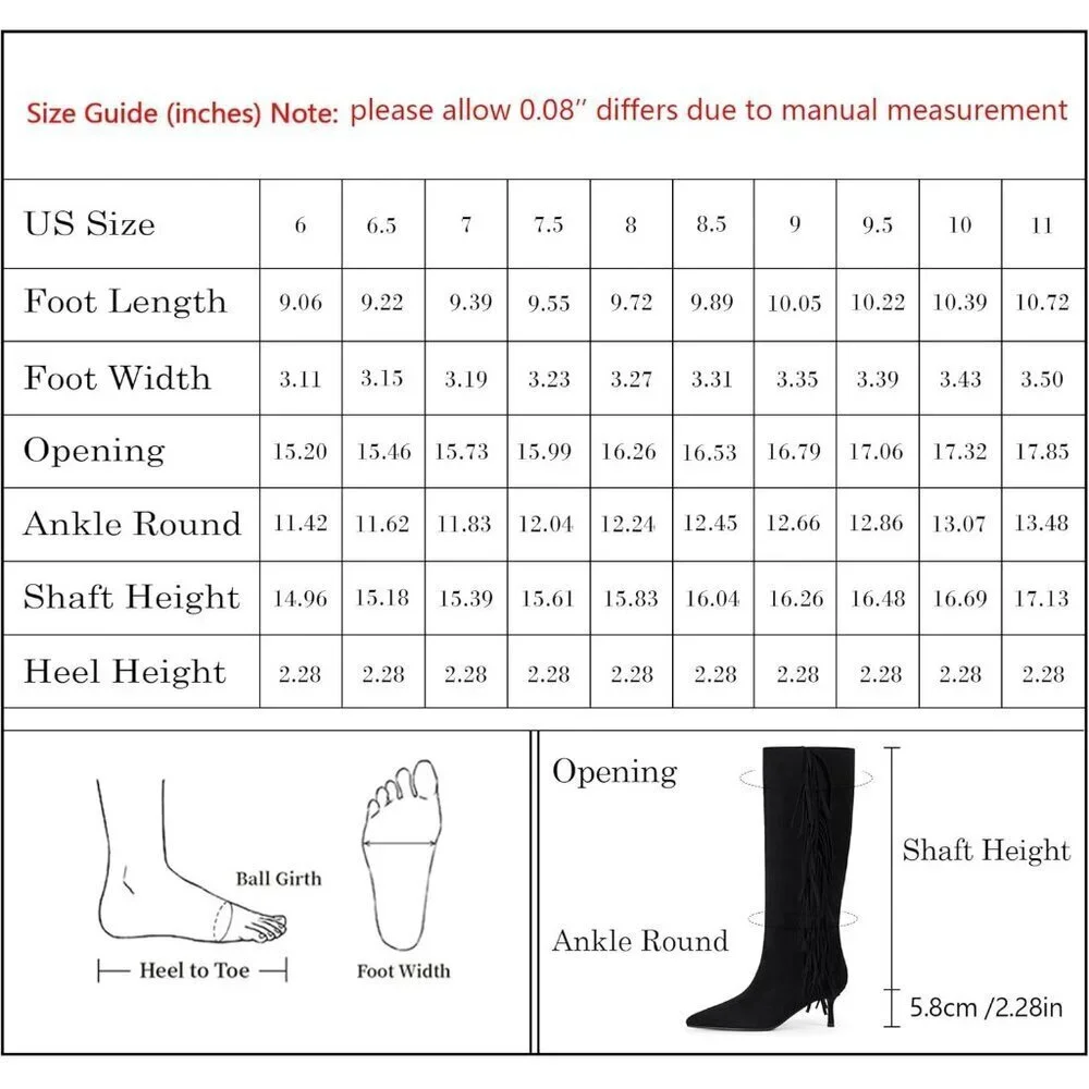 Women Suede Black Knee High Boots Kitten Heels Tall Pointed Toe Long Boots